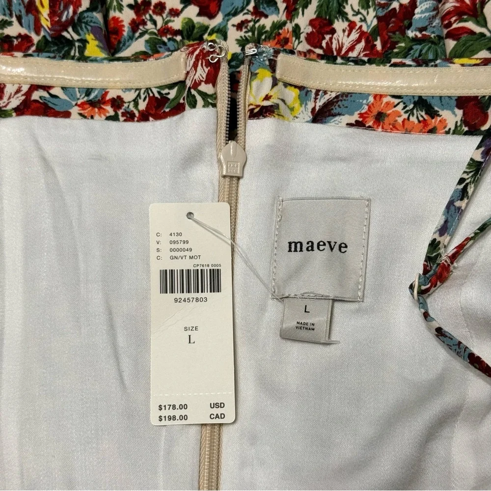 Anthropologie Maeve Floral Off-Shoulder Bow Floral Mini Dress NWT Large $178 - Picture 10 of 10